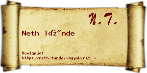 Neth Tünde névjegykártya
